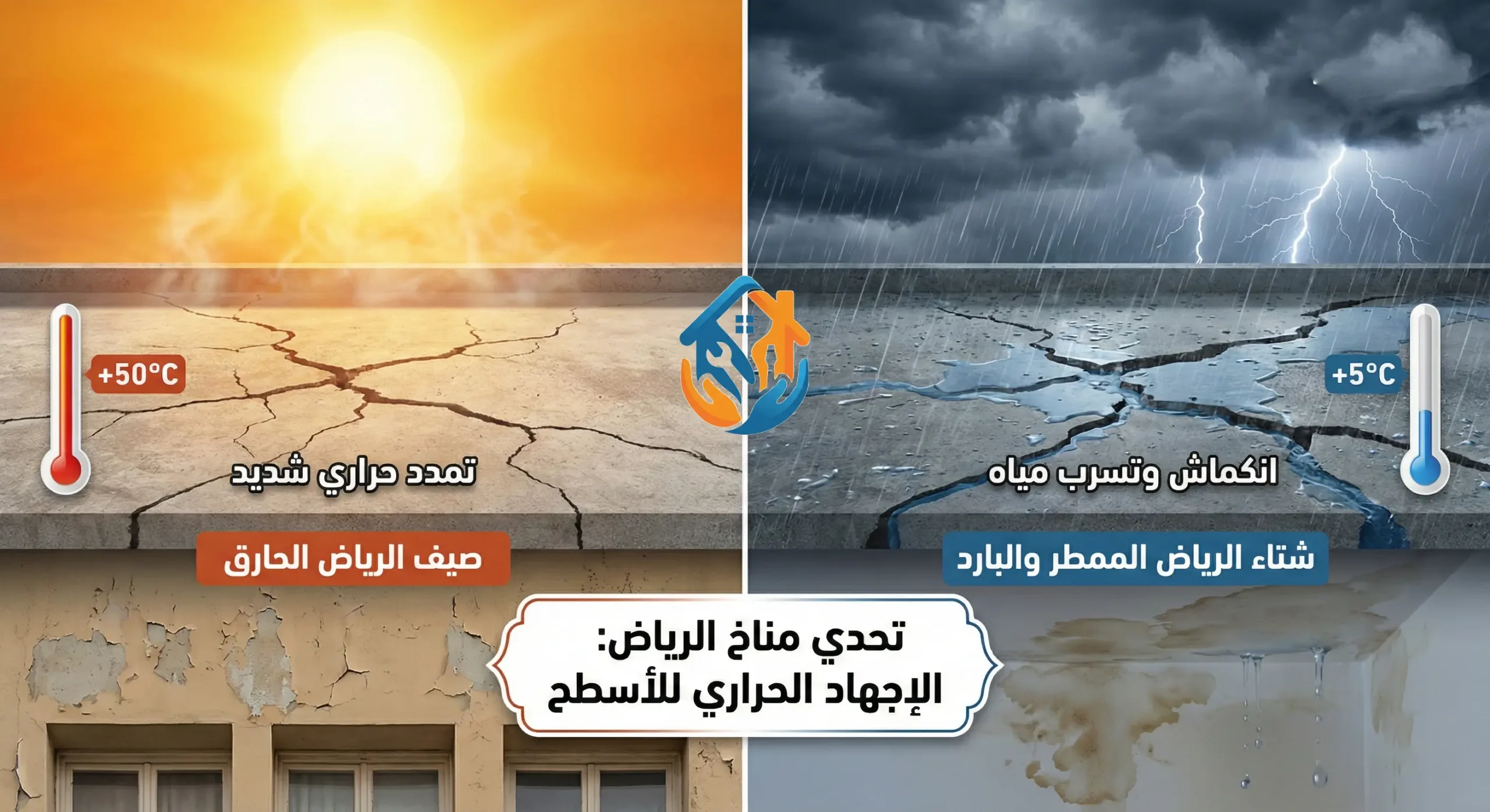أضرار الأمطار على الأسطح غير المعزولة