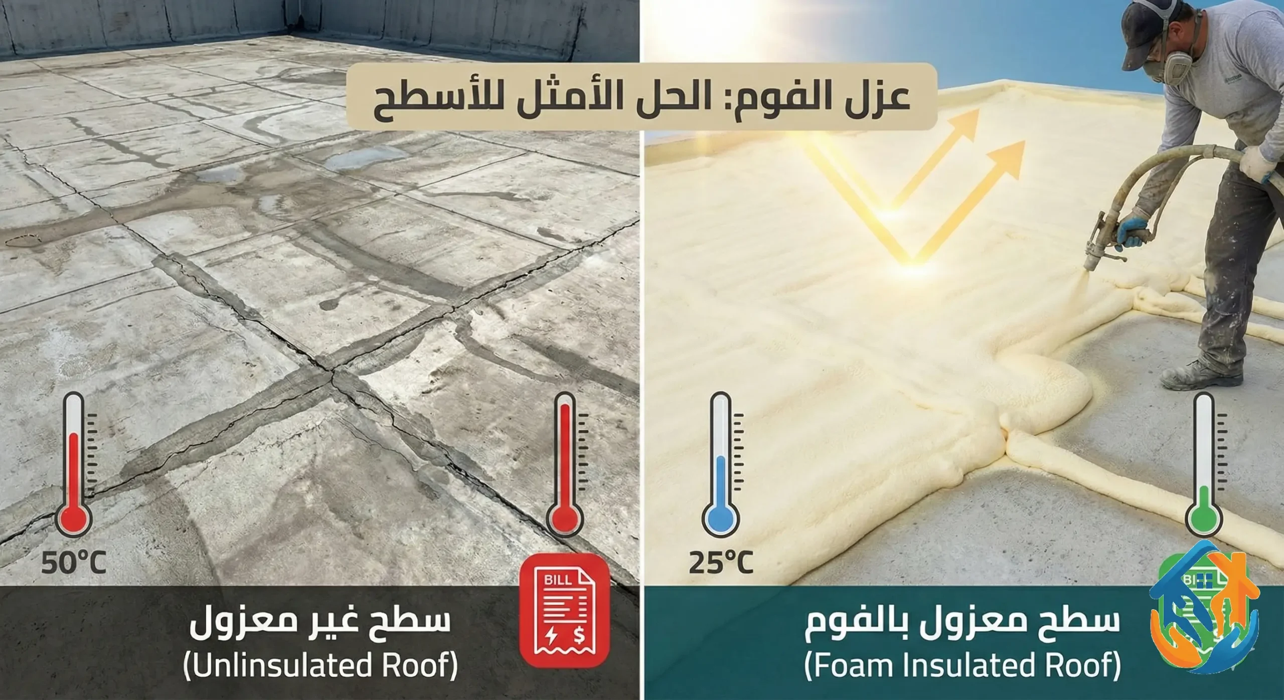 عزل فوم بالرياض – الدليل الشامل لأفضل عزل حراري ومائي للأسطح في السعودية scaled