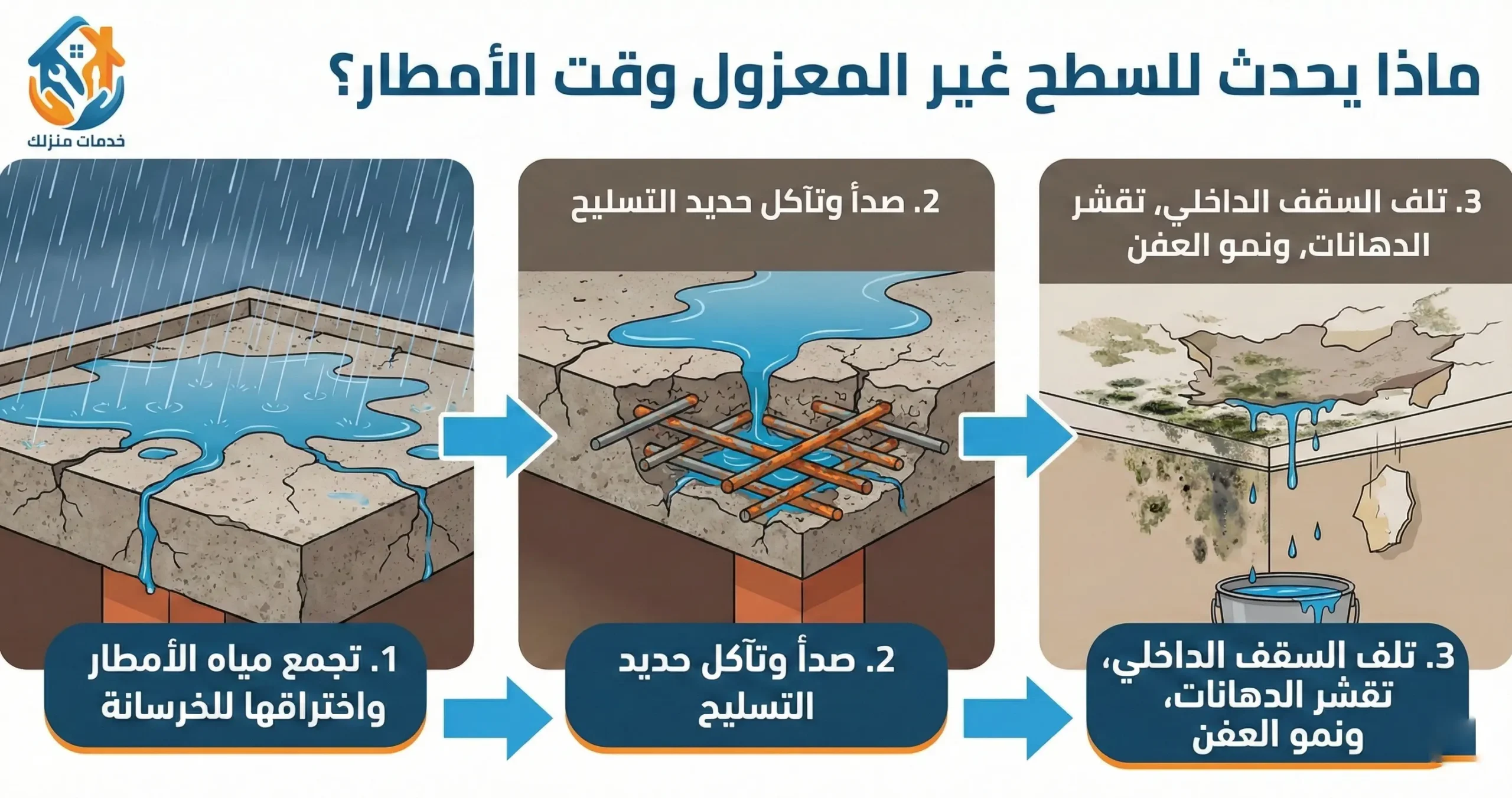 ماذا يحدث للسطح غير المعزول وقت الأمطار؟