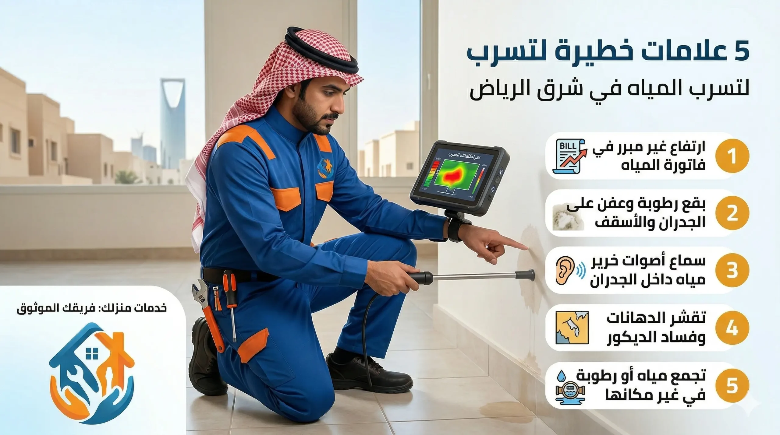 5 علامات خطيرة تؤكد حاجتك لخدمات كشف تسربات شرق الرياض