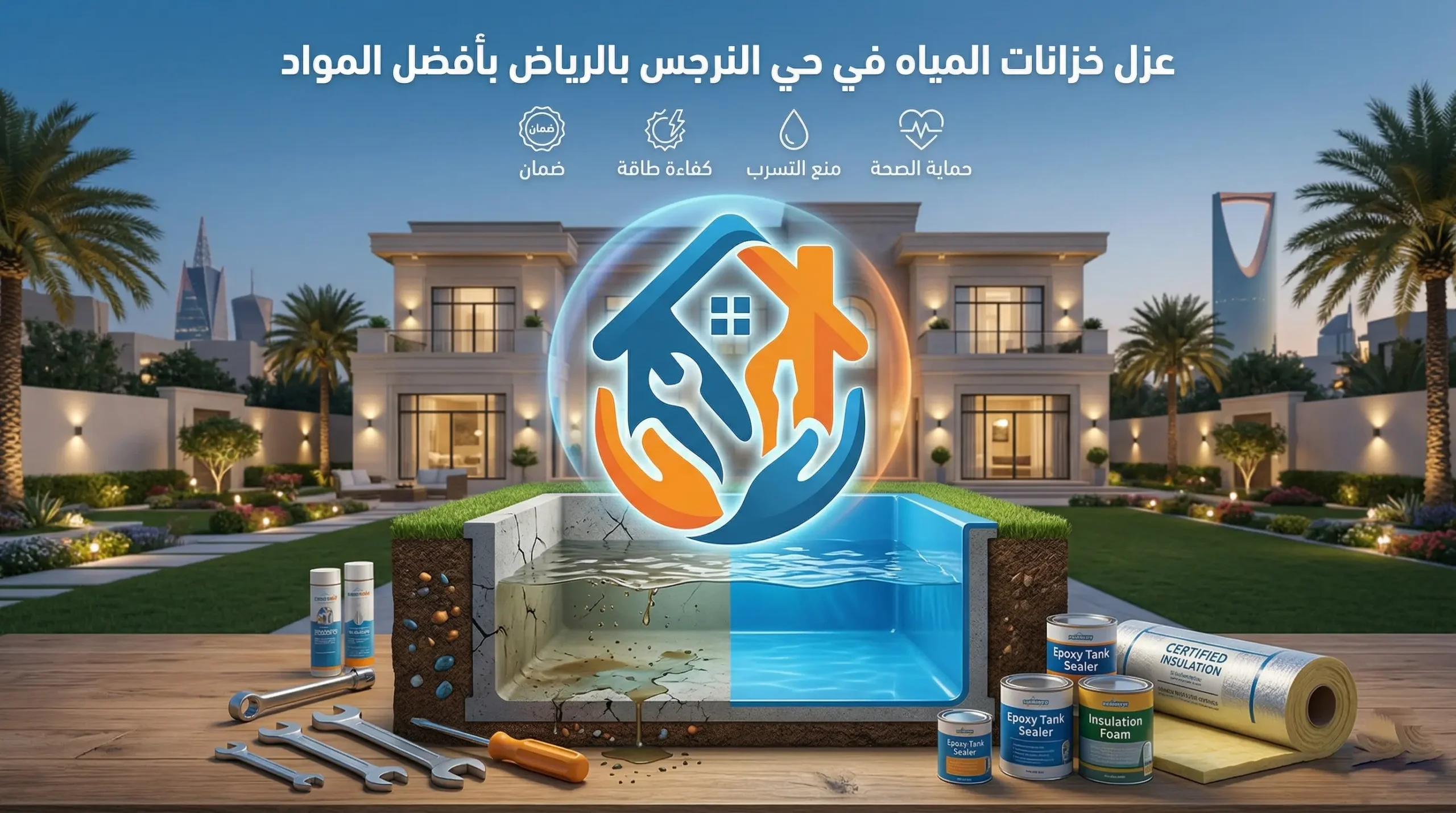 أفضل شركة عزل خزانات المياه في حي النرجس بالرياض