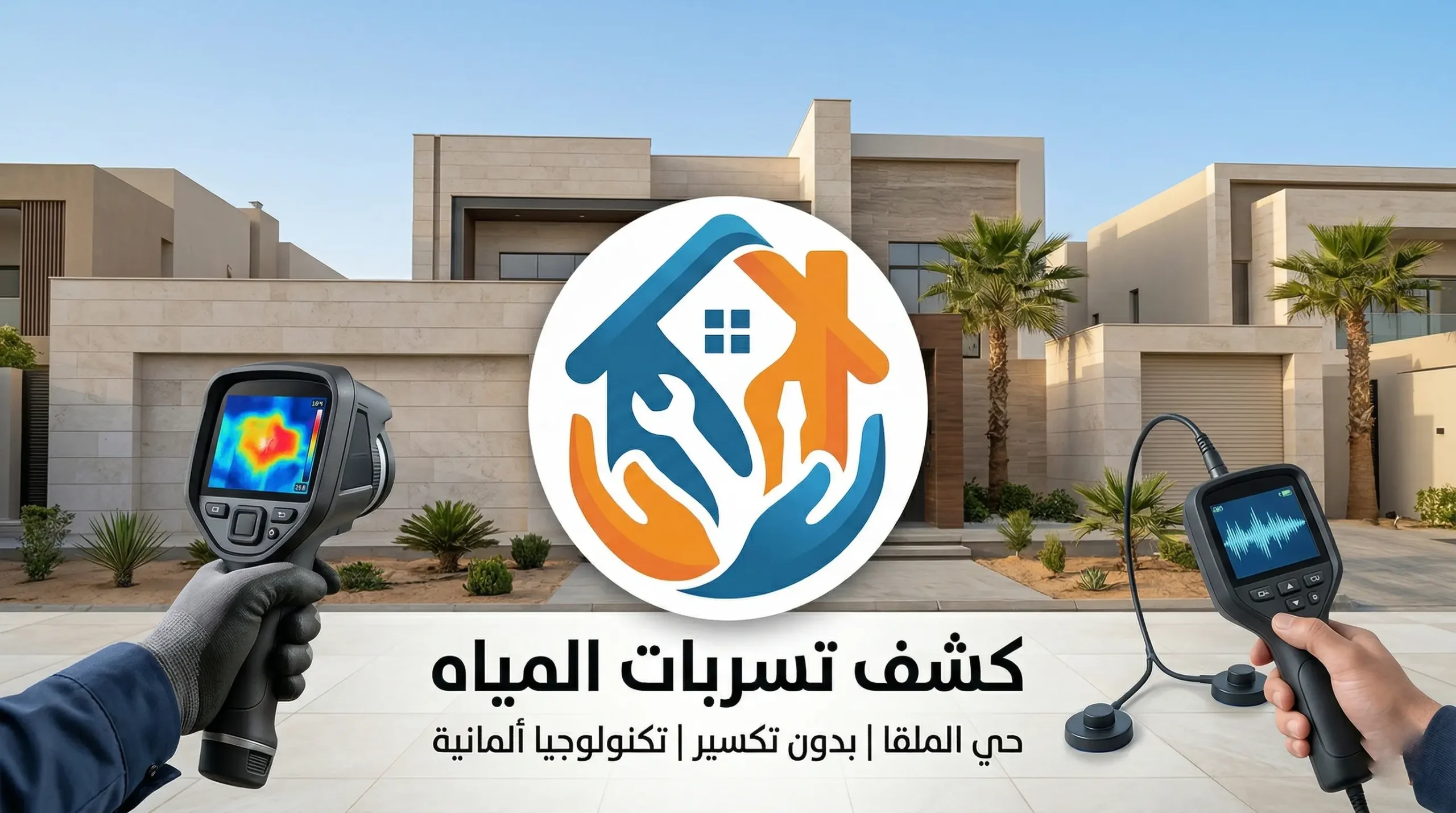 كشف تسربات المياه في حي الملقا بالرياض بأجهزة حديثة بدون تكسير